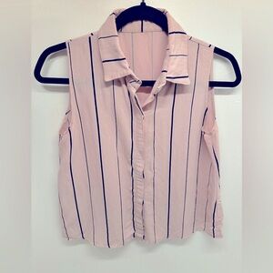 Striped linen cropped tank top fisherman core